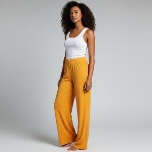 Terry by Simon Miller Wide Leg Terry Cloth Lounge Pants Yellow Cotton Modal Sz S